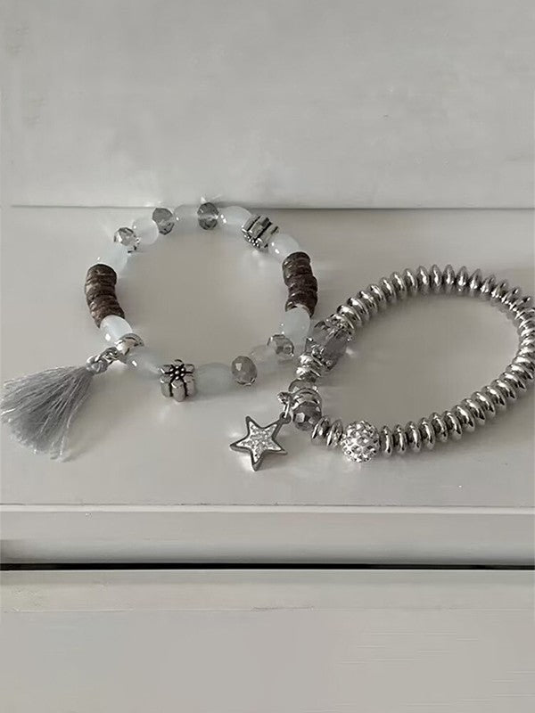 2pcs Star Charm Beads Bracelet Set