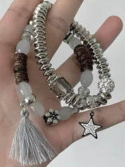 2pcs Star Charm Beads Bracelet Set