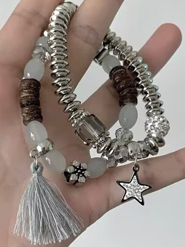 2pcs Star Charm Beads Bracelet Set