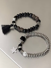 2pcs Star Charm Beads Bracelet Set