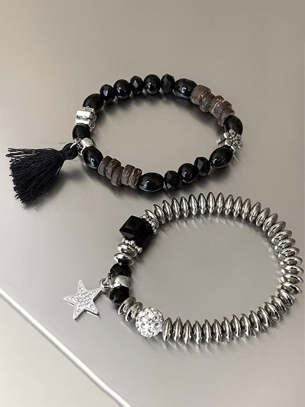 2pcs Star Charm Beads Bracelet Set