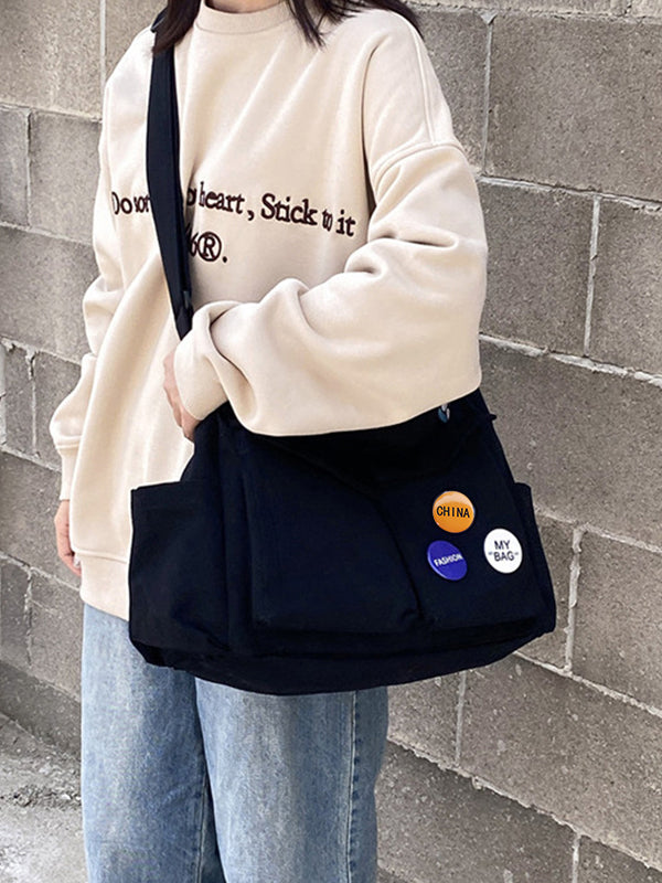 Badge Design Large Crossbody Bag