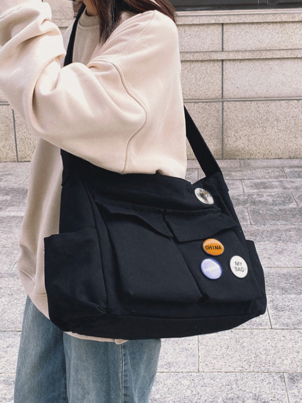 Badge Design Large Crossbody Bag
