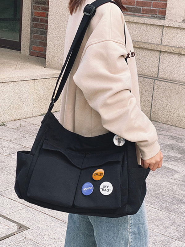 Badge Design Large Crossbody Bag