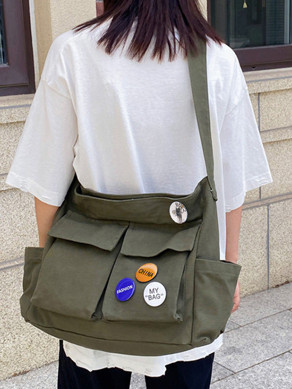Badge Design Large Crossbody Bag