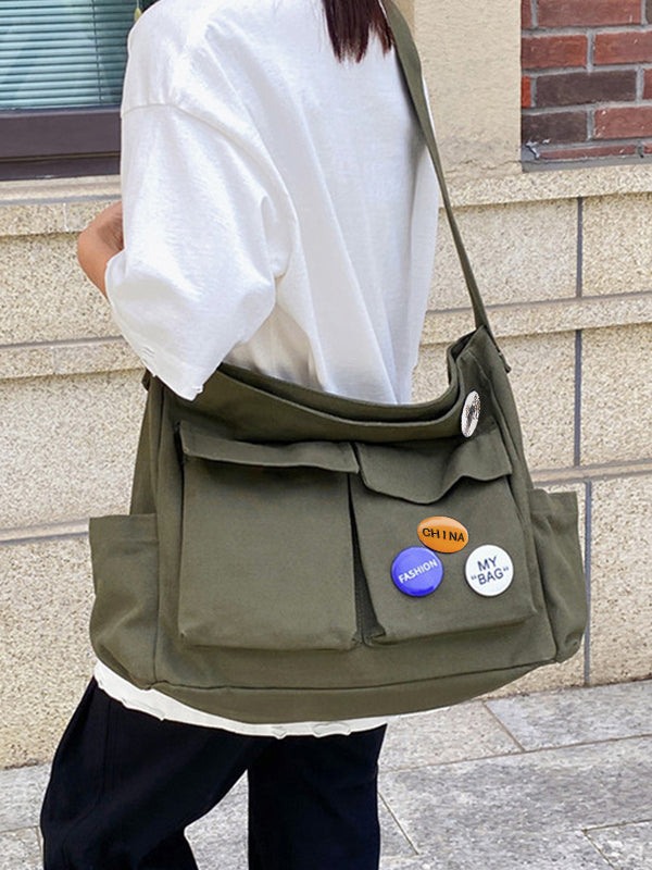 Badge Design Large Crossbody Bag