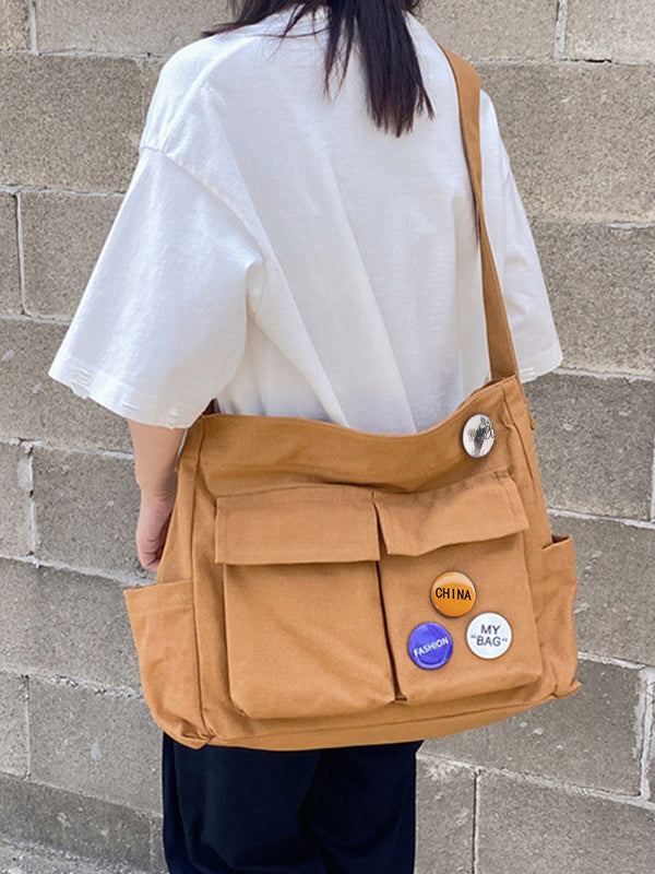 Badge Design Large Crossbody Bag