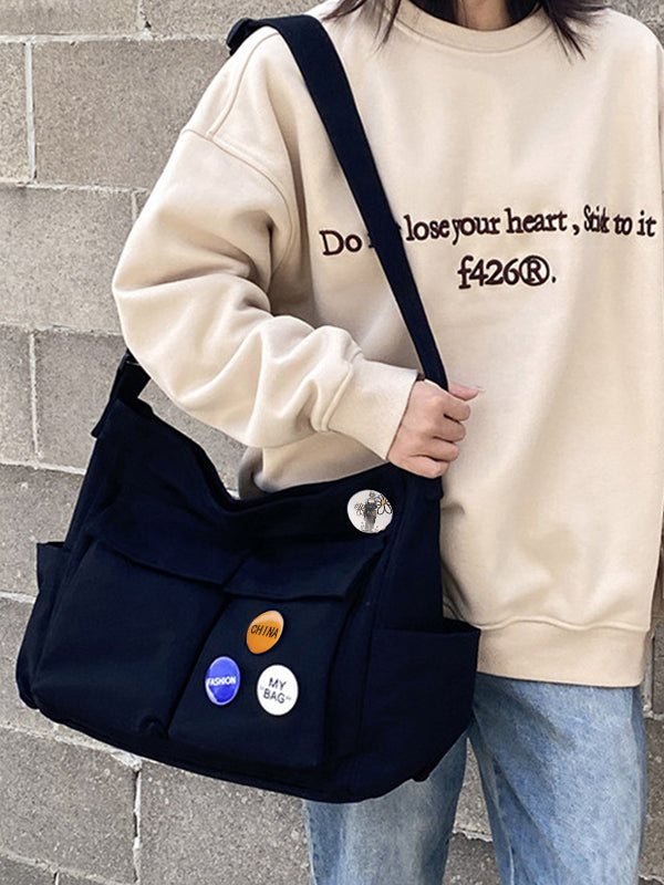 Badge Design Large Crossbody Bag