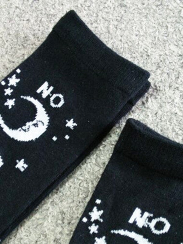 Mixed Pattern Black Long Socks