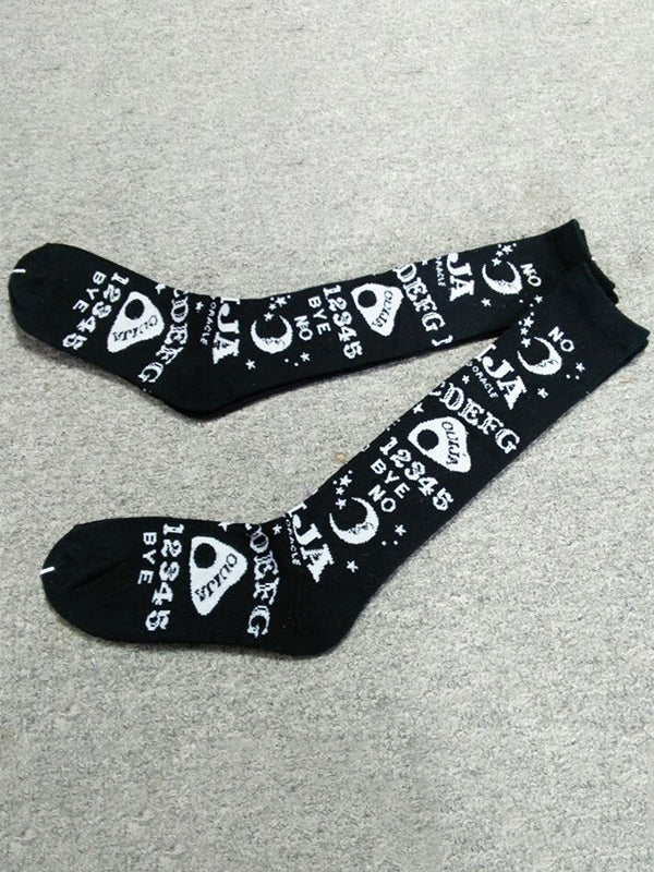 Mixed Pattern Black Long Socks