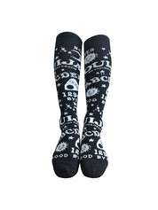 Mixed Pattern Black Long Socks