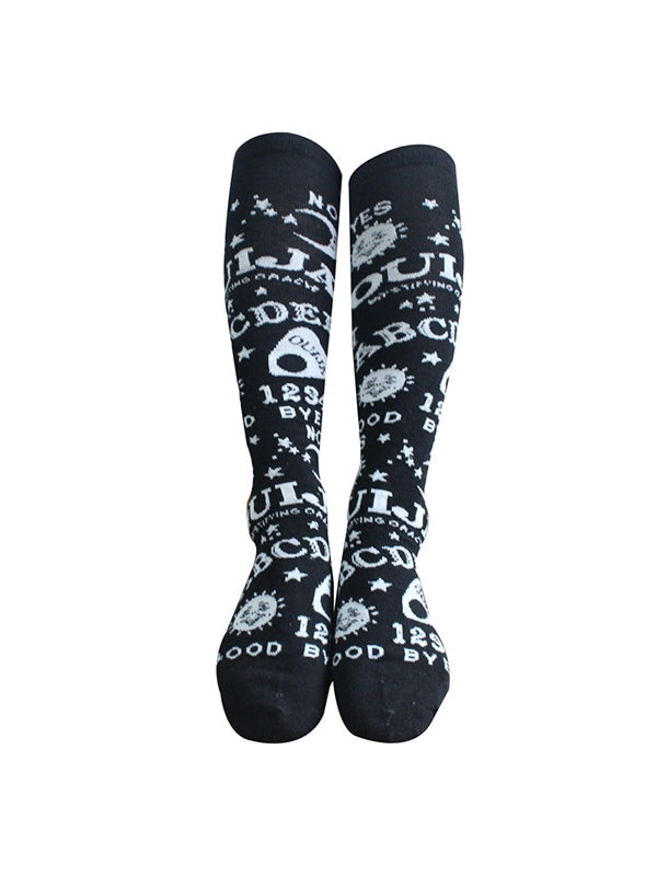 Mixed Pattern Black Long Socks