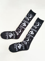 Mixed Pattern Black Long Socks
