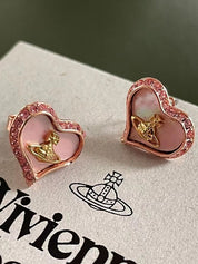Rhinestone Cosmos Heart Earrings