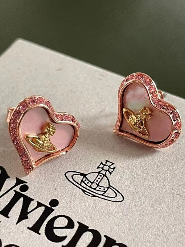 Rhinestone Cosmos Heart Earrings