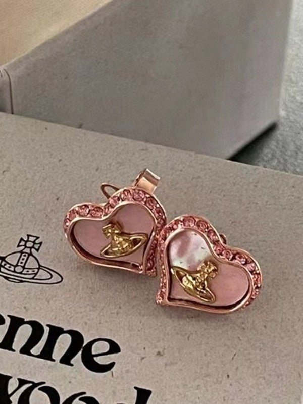 Rhinestone Cosmos Heart Earrings
