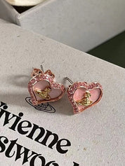Rhinestone Cosmos Heart Earrings