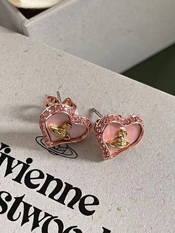 Rhinestone Cosmos Heart Earrings