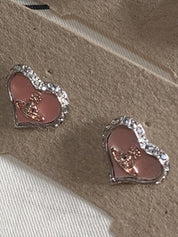 Rhinestone Cosmos Heart Earrings