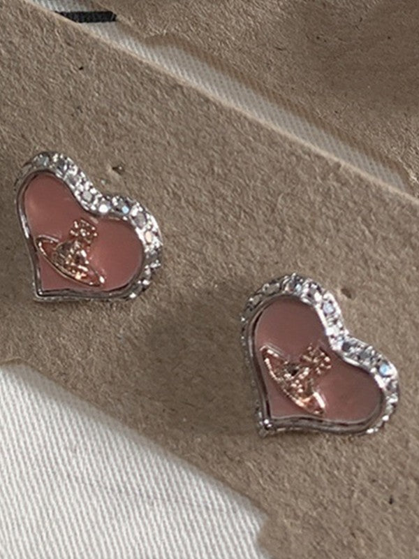 Rhinestone Cosmos Heart Earrings