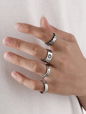 Men's 4pcs Carved Letter Pattern Ring Set