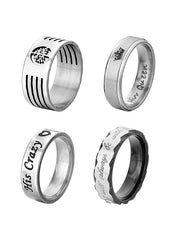 Men's 4pcs Carved Letter Pattern Ring Set