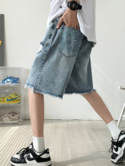 Men's Vintage Distressed Ripped Denim Shorts