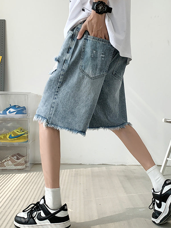 Men's Vintage Distressed Ripped Denim Shorts
