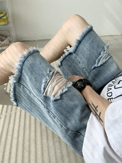 Men's Vintage Distressed Ripped Denim Shorts