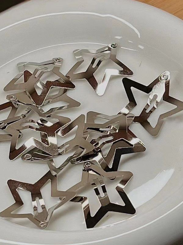 Silver Hollow Out Star Hair Clip