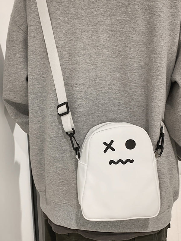 Cartoon Face White Crossbody Bag