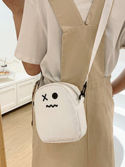 Cartoon Face White Crossbody Bag