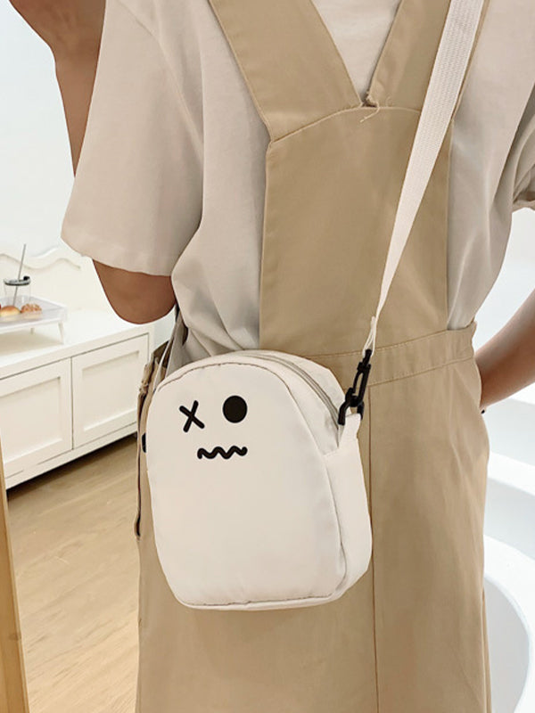 Cartoon Face White Crossbody Bag