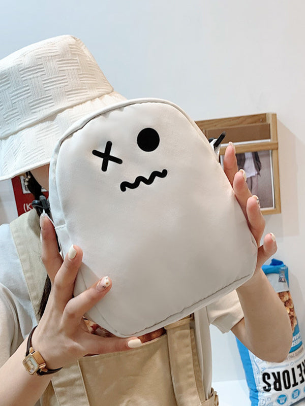Cartoon Face White Crossbody Bag