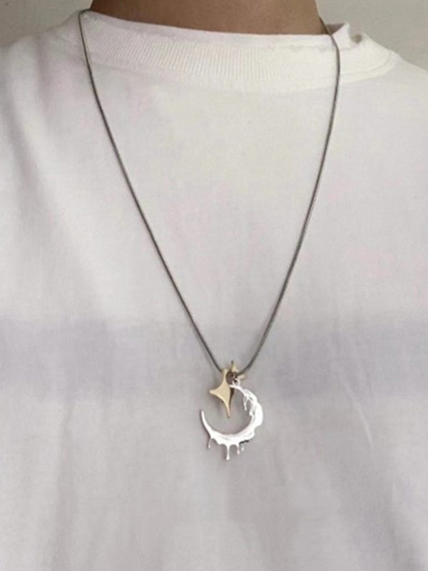 Men's Drip Crescent Moon Necklace