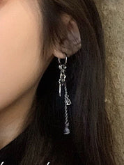 Cross Pendant Zircon Tassel Hoop Earrings