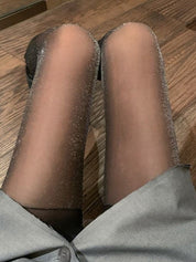 Black Metallic Sheer Pantyhose