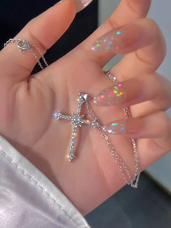 Rhinestone Cross Pendant Necklace