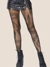 Snake Pattern Fishnet Tights