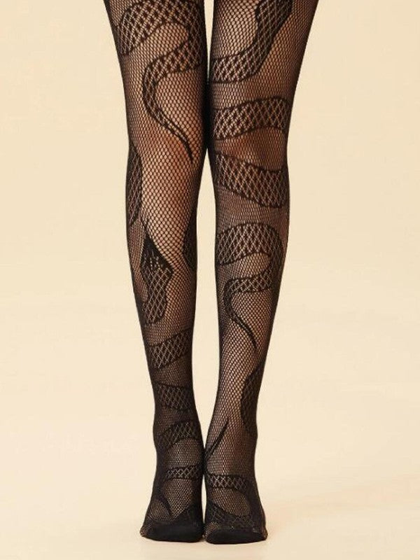 Snake Pattern Fishnet Tights