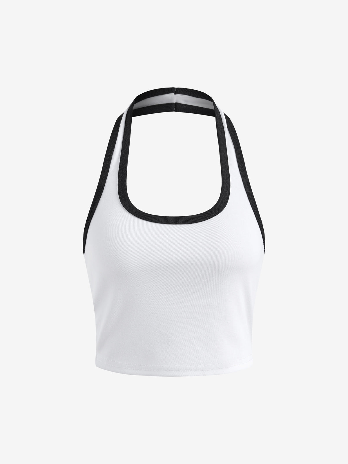 Contrast Trim Cropped Halter Tank Top