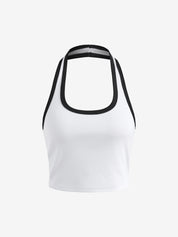 Contrast Trim Cropped Halter Tank Top