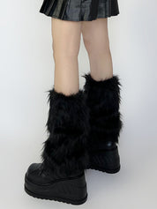 Black Faux Fur Leg Warmer