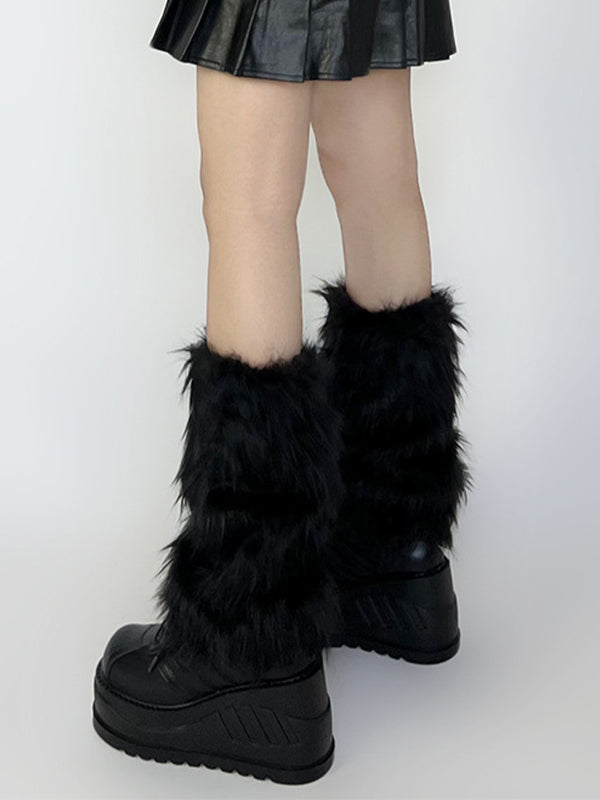 Black Faux Fur Leg Warmer