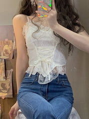 Tie Front Lace Corset Top