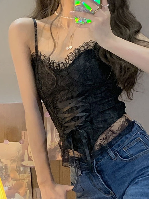 Tie Front Lace Corset Top
