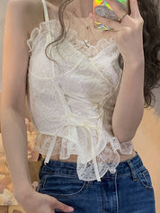 Tie Front Lace Corset Top