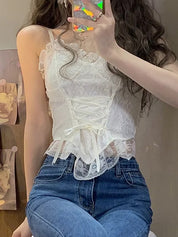 Tie Front Lace Corset Top