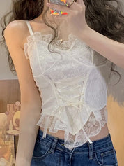 Tie Front Lace Corset Top