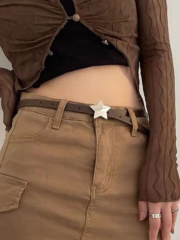 Skinny Y2K Star Buckle Belt